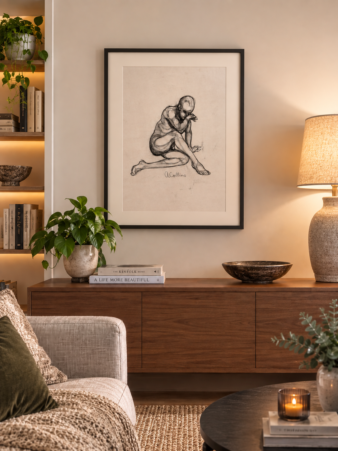 Framed A1 Charcoal Original - Adrian Collins
