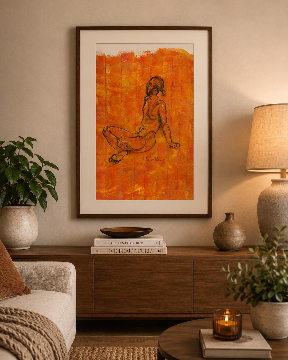 Framed A1 Charcoal Original - Adrian Collins