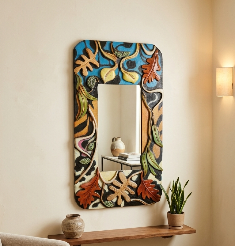 Wooden Oil Painted Mirror - Adrian Collins Original